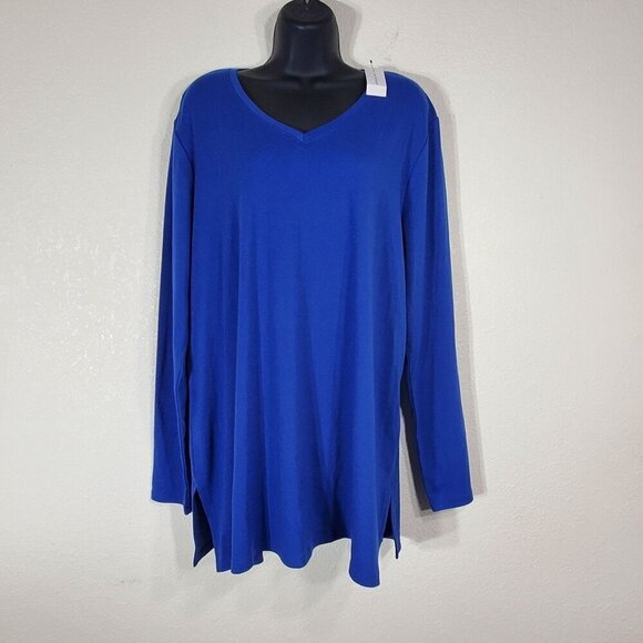 Lane Bryant Tops - Lane Bryant Womens Blue Long Sleeve V-Neck Tunic Top Size 18/20 NWT